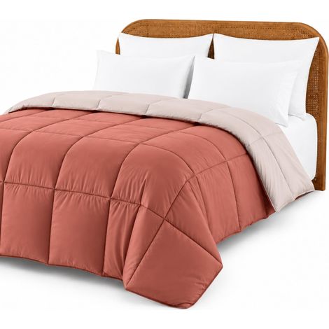 Couette matelassée réversible en Microfibre - Alternative Douce et Confortable au Duvet d'oie pour Toutes Les Saisons - Lit jumeau, Palissandre/Rose (2DWNCMFG-RRS-TN) (1/5)