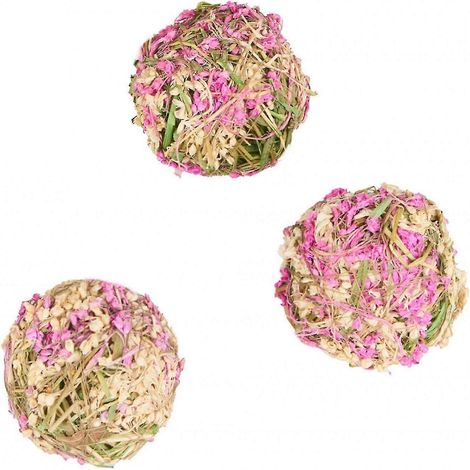 boules décoratives de fleurs naturelles blanches et roses de 5 cm de diamètre. Fleurs artificielles. (1/2)