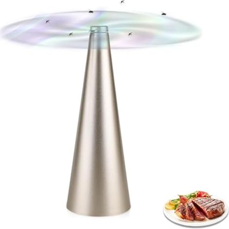 Ventilateur de table anti-mouches portable, rechargeable USB, pour restaurants, pique-nique, barbecue, camping (Or)