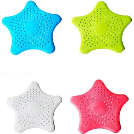 Couvercle d'évier, lot de 4 filtres à cheveux antidérapants en silicone pour bonde de douche, accessoires de cuisine et de maison, 4 couleurs (1/5)