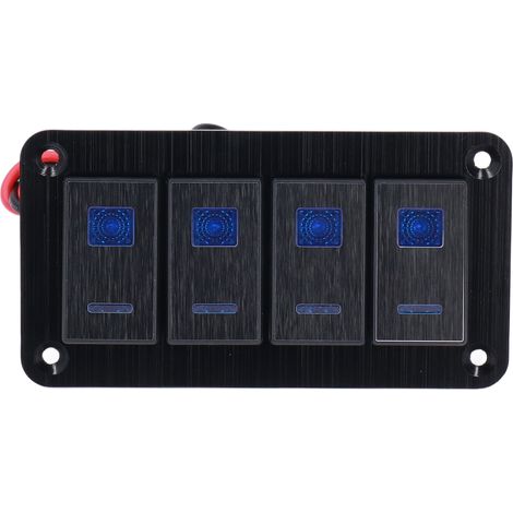 Schwarzer 4-Wege-Wippschalter für IP65-wasserdichte Schalter mit LED-Hintergrundbeleuchtung, Modifikationen für Motorboote, 12–24 V DC (1/5)