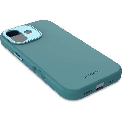 Funda trasera de silicona antimicrobiana Decoded - Funda protectora de silicona compatible con MagSafe para iPhone 17 (azul retr (1/5)