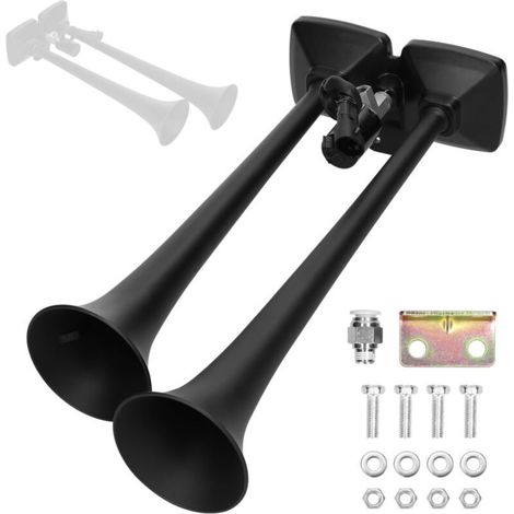 Klaxon pneumatique à double trompette de 150 dB, puissant, électrique, 12-24 V, avec électrovanne, pour voiture, camion, camping-car, bateau (1/5)