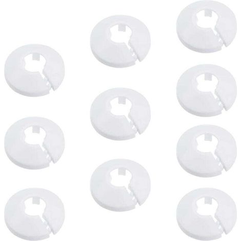10 Pièces Colliers de Tuyau de Radiateur Couvercle Blanc Solide Pipe Plastique Décoration Cache Tuyaux Plomberie pour Tuyau de Chauffage D'eau Rosace de Radiateur (1/4)