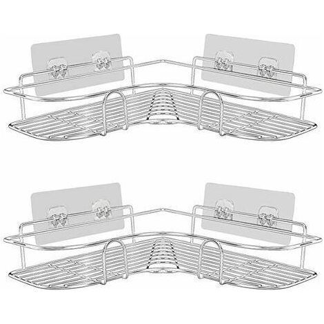 Ensemble de 2 barres de douche d'angle sans perçage pour une installation facile sans endommager vos murs.