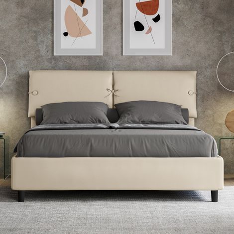 Letto matrimoniale contenitore imbottito 160x210 similpelle tortora Sleeper (1/5)