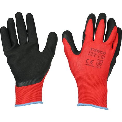 TIMCo Toughlight Grip Gloves Sandy Latex Coated Polyester Size X Large