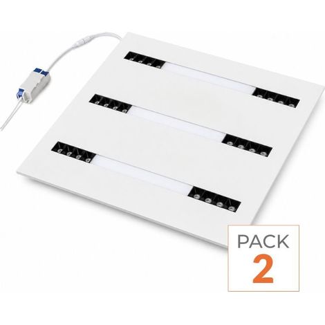 Panneau LED Grille 3 Lignes Modulaire 60x60 40W Blanc - Pack de 2 - Blanc Neutre (4000K - 5500K) - SILAMP (1/2)