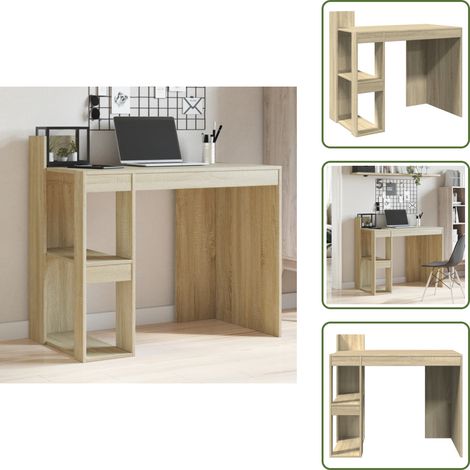 Scrivania salvaspazio - vidaXL Scrivania Rovere Sonoma 103,5x56,5x94 cm in Legno Multistrato - Scrivania con scaffali