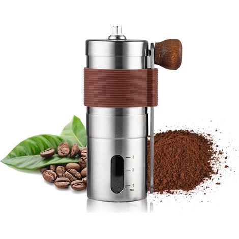Tragbare Kaffeemaschine mit Handkurbel, Kaffeemühle aus Edelstahl, neue verbesserte Handmühle (1/5)