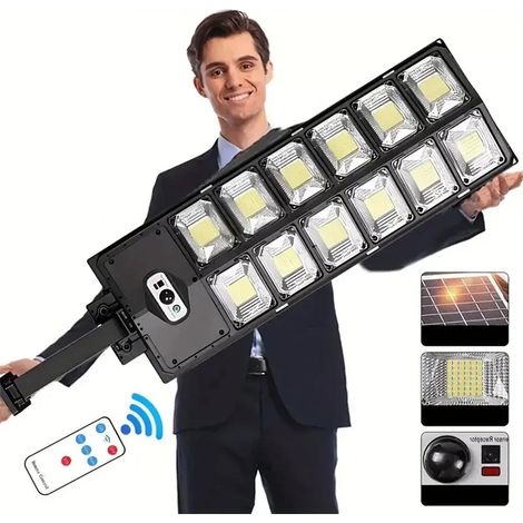 Lampe solaire 1008 LED ultra-lumineuse, puissante lampe solaire avec détecteur de mouvement, éclairage d'extérieur pour jardin