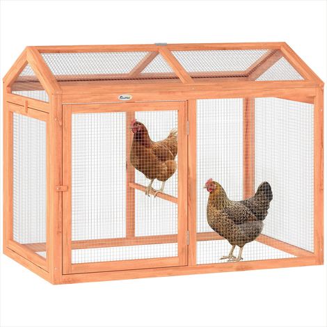 Poulailler orange en bois de sapin Métal 104 x 70,5 x 84 cm (1/5)