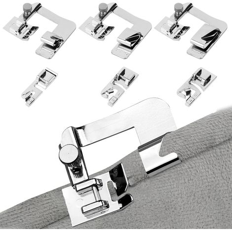 6 Pieds de biche ourlet roulé, Acier inoxydable, 3mm 4mm 6mm 4/8 6/8 8/8 pouces, Pour machines à coudre domestiques