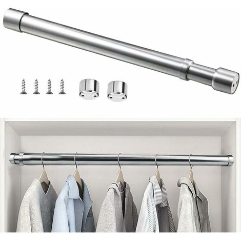 Stainless Steel Extendable Clothes Rail Adjustable Telescopic Curtain Rod 51cm-80cm Corrosion Resistant Extendable Closet Rod for Closet Bathroom Kitchen Bedroom