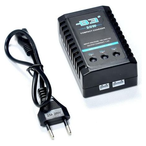 B3 Chargeur LiPo 20 W 1,6 A pour 2S 3S 7,4 V 11,1 V Batterie Lithium LiPo Mini Portable, Chargeur Compact Airsoft Rapide 100-240 V pour RC Quadcopter, Drone, Voiture, Bateau (1/5)