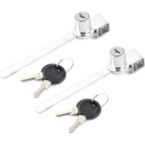Ensemble de 2 serrures pour porte vitrée, serrure coulissante en métal durable pour vitrine ou armoire de bureau avec clés (1/4)