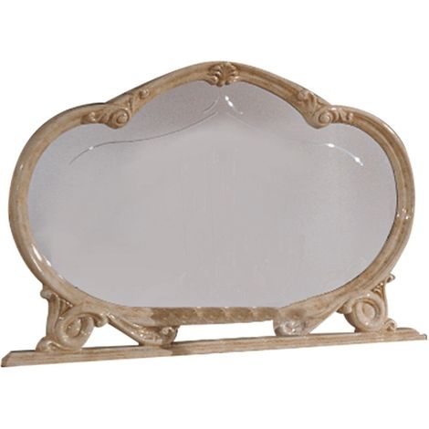 Miroir mural bois vernis laqué brillant beige Lesly 130cm (1/3)