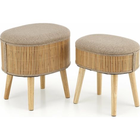 Conjunto de pufs Houston 1407 , 45x35x45cm, Diámetro: 0, Tapiz, Patas: Madera, 0, Caja de almacenamiento