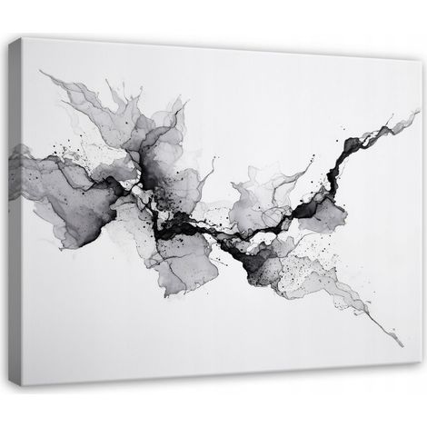 Leinwandbild Marmor Abstrakt Aquarell Grau, elegante Wanddeko für Schlafzimmer und Wohnzimmer, hochauflösender Druck, 100 x 70 cm