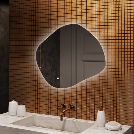 Espejo de baño LED Artforma, 84x74, Interruptor táctil, LED Dual, Espejo Romboidal (1/5)
