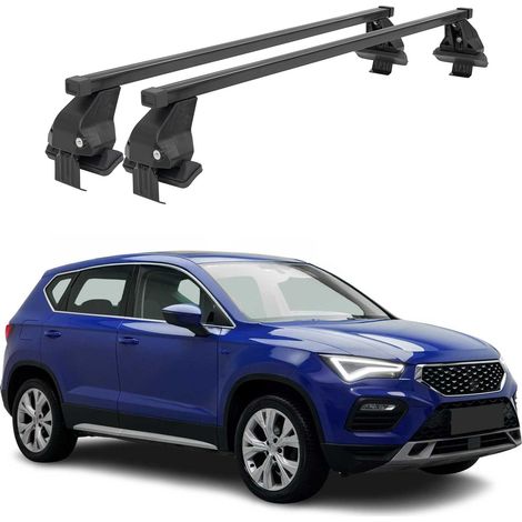 OMAC Dachträger Querträger Stahl für Seat Ateca 2016-2020 Pre-FL – Abschließbar – City-Crash-getestet – DIN 75302:2019 – ISO/PAS 11154:2006 – Max. 50 kg Schwarz (1/5)