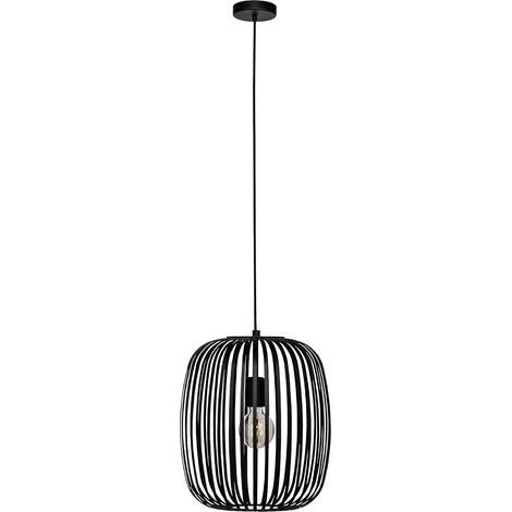 EGLO Hängelampe Romazzina, Esstisch Pendelleuchte 1-flammig, Esszimmerlampe aus Metall in Schwarz, Hängeleuchte mit E27 Fassung