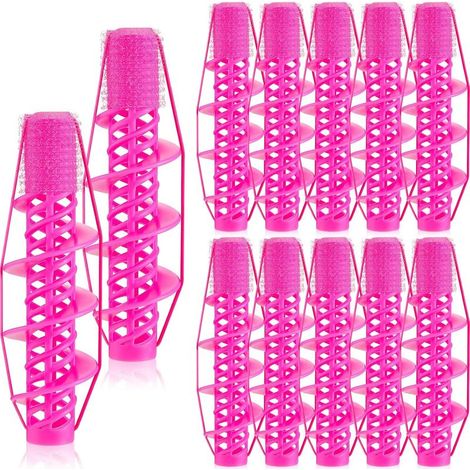 Fers à friser spiralés (lot de 12), fers à friser professionnels pour coiffeurs, fers à friser sans chaleur, bigoudis à pince, outil de coiffure à faire soi-même pour réaliser des boucles spiralées (f (1/5)