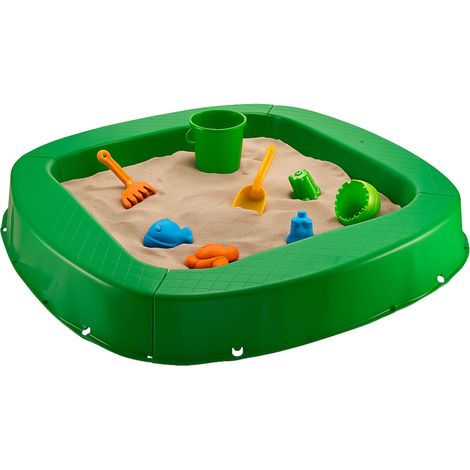 BURI Premium Sandkasten aus Kunststoff in verschiedenen Farben 150 x 150 x 20 cm - grün