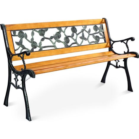Outdoor Garden Bench Loveseat 2 Seater Park Chair Wood Slats Seat Weather Proof (1/5)