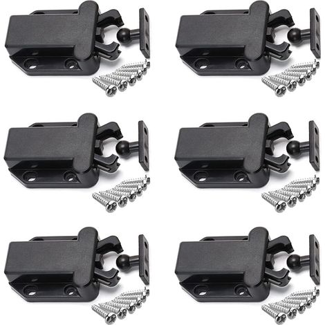 Serrures à ouverture par pression pour armoires (lot de 6) - Ouverture par pression - Serrures non magnétiques pour tiroirs - Fermeture pour armoires - Porte de meuble - Serrure à pression