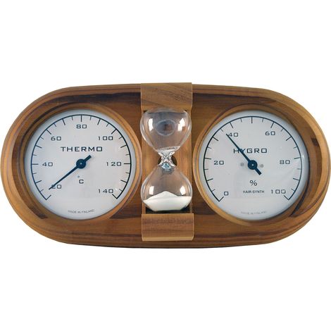 Nikkarien Sauna 3 in 1 Sauna Thermo und Hygrometer inkl. Sanduhr Kiefernholz 591L