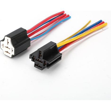 80A ceramic relay socket with wiring harness, automotive relay socket with wiring harness, plum blossom base, 4-core/5-core, 80A explosion-proof socket, 5-pole with wiring, non-locking.--DTEKGAZ