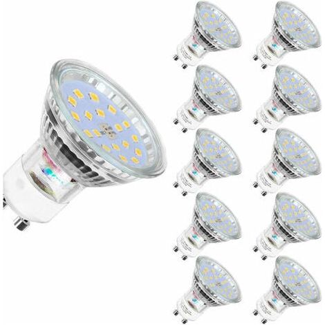 KZQ Lot de 10 Ampoules LED GU10 5W 60W Équivalent Ampoules à Halogène 560LM Blanc Froid 6000K Non-Dimmables (1/2)