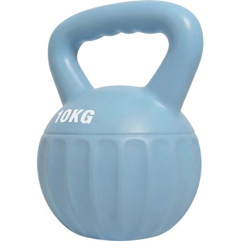 Kettlebell 10 kg, poignée antidérapante, boule, musculation, entraînement gym, bleu