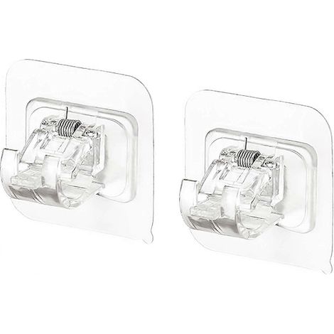 Supports de tringle à rideaux, crochets de tringle à rideaux autocollants, lot de 4 supports transparents pour tringle à rideaux, pour cuisine et salle de bain (1/4)