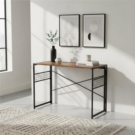 Table D'entrée Pliante, Table D'appoint Rectangulaire, Cadre en MDF et Métal, Pas de Montage Nécessaire, Idéale pour Plantes Entrée, Couloir, Salon ou Balcon, 100 x 50 x 75 cm (1/5)