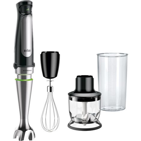 Mixeur Plongeant, SplashControl, Système ActiveBlade pour Aliments Durs, Sélection de Vitesse Précise, Mini-hachoir 350mL, Fouet, Verre Doseur 600 mL, 1000W, Noir (1/5)