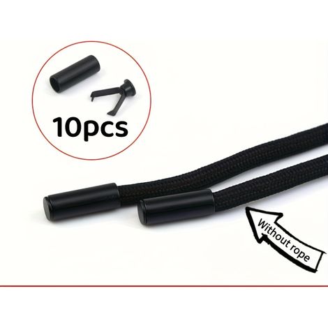 10 boucles de corde métalliques : accessoires pour sweat, pantalons, chapeaux (clips de boucle de corde, pendentifs, boucles de corde de taille et de tête), Black (1/5)