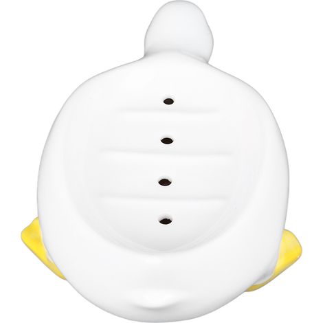 Porte-savon en céramique en forme de canard mignon, porte-savon autonettoyant avec drain pour douche, salle de bain et cuisine. (1/5)