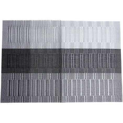Set de table en PVC à rayures de bambou Progressive Shade, tissage jacquard noir (1/5)
