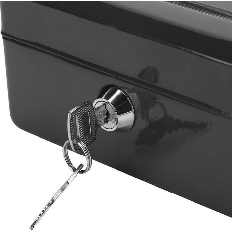 15 cm tragbarer Tresor mit Schlüsselschloss, schwarz, für Zuhause oder Büro. (1/5)