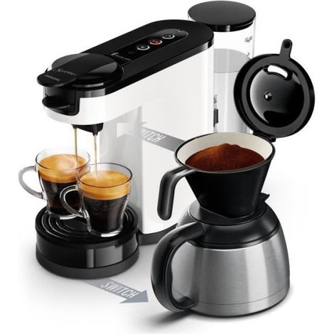 Machine a Cafe 2 en 1 SENSEO Switch Philips HD6592/05, 2 en 1 avec filtre et dosette, Verseuse isotherme, Crema plus (1/5)