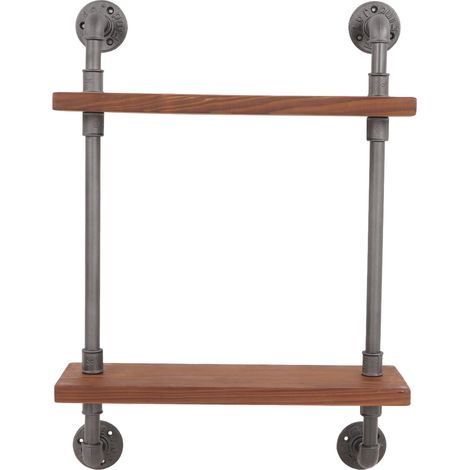Amerikanisches Industrie-Wandregal aus Massivholz und Eisen, kreatives Retro-Kombinationsregal, doppellagige Wandhalterung (super stabil) (1/5)
