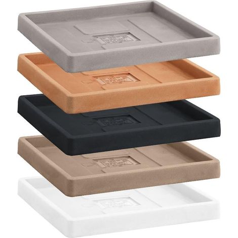 Blumen- und Pflanzentopf Untersetzer ''Quadro classic'' für Außenbereich -30 cm / Bronze
