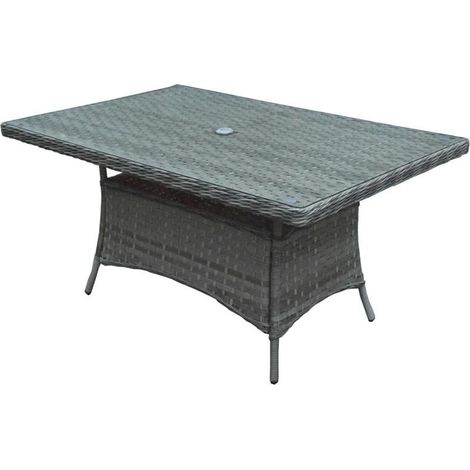 Signature Weave Victoria Wicker 6 Seater Rectangular Dining Table Grey 150x100cm (1/3)