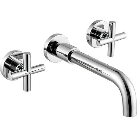 VALAZ Grifo de lavabo empotrado redondo bimando cromado Serie Nalon