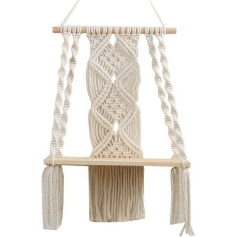 Étagère Murale Macramé - Suspendue Pré-assemblée - Pour Plantes et Décoration Intérieure - 1 Pièce (1/4)