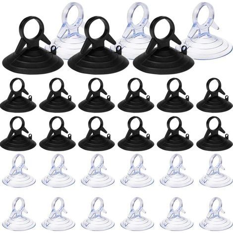 60 Pièces Ventouse pare Soleil, 45mm Ventouse Sans Crochets Ventouse, PVC Ventouses Mini Ventouse Transparente et Noire Ventouse, Ventouse pour Vitre (1/4)