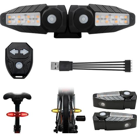 Fahrradrücklicht mit Projektion, kabelloser Fernbedienung für Fahrradblinker, USB-aufladbarer Blinker für E-Bikes, 150 Lumen Fahrradrücklicht mit Soundeffekten, 5 Modi
