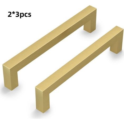 Set di 6 maniglie per mobili da cucina in lega di alluminio color oro (328 x 8 x 29 mm), maniglie per cassetti di mobili da cucina, interasse 320 mm. (1/5)